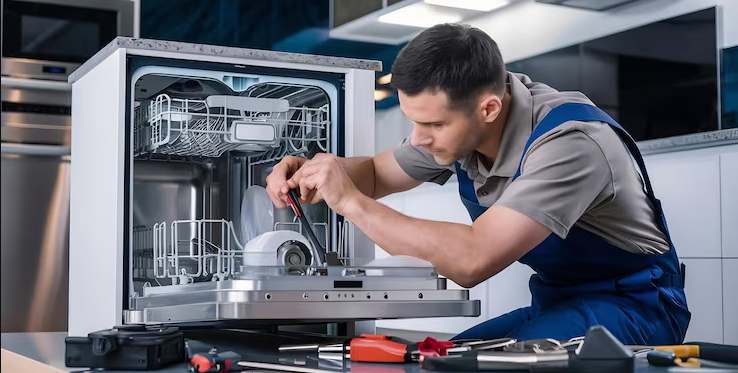 Expert appliance repair technician from Affordable Appliances & Repairs Ltd fixing a washing machine in Bristol, ensuring reliable and efficient home appliance repairs.